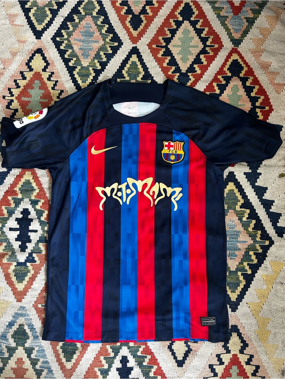Limited edition Rosalia Nike FC Barcelona Striped Jersey in Blue & Red
